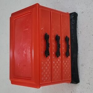 Vintage Asian Inspired Red & Black Three Dragon Pull Drawers Jewelry Chest